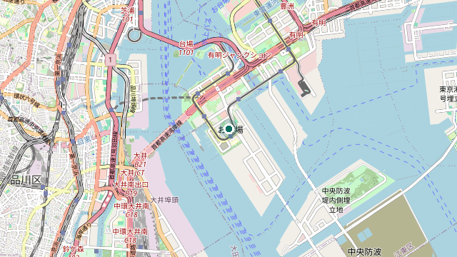 Map showing the location of Odaiba